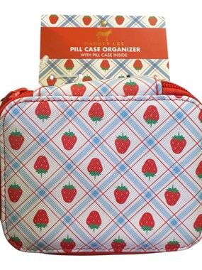 Dabney Lee Strawberry Print Pill Case Organizer - Red & White